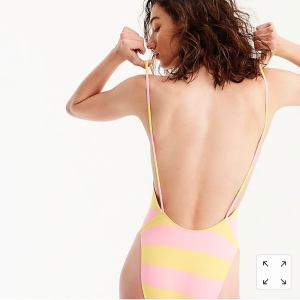 J. Crew One Piece Swimsuit Stripe Scoopback M(E12) - Picture 2 of 4